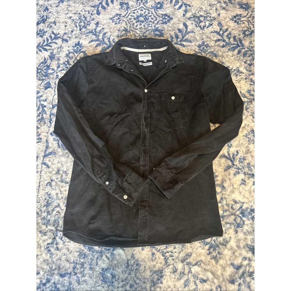 Norse Projects Shirt M Black Solid Cotton Oxford Workwear New York